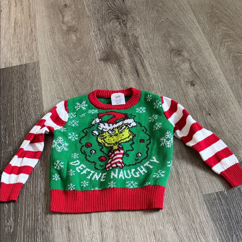 Festive Green and Red Kids Sweater